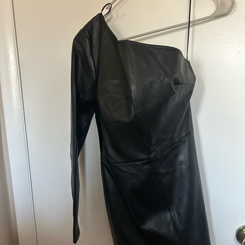 Venus faux leather one shoulder dress. NWOT